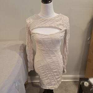 Angel Biba Ivory Bodycon long sleeve Dress Size Small